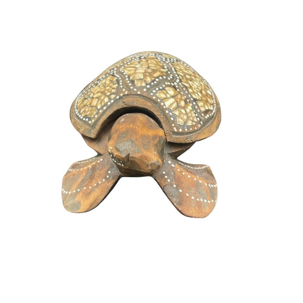 Vintage Folk Art Painted Wood Sea Turtle Candle Holder Costa Rica - Picture 2 of 8